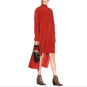 Chloe Silk Shirt Dress in Red Ochre